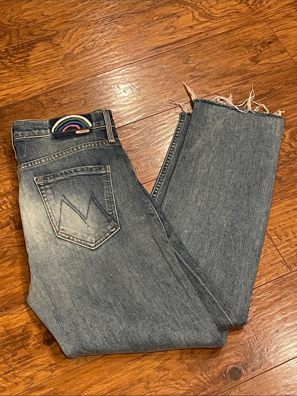 MOTHER Superior The Tomcat Ankle Fray The Last Supper Rainbow Patch Jean Size 28 - Picture 5 of 15